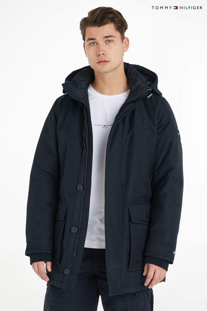 Tommy hilfiger men's parka shop with fur hood