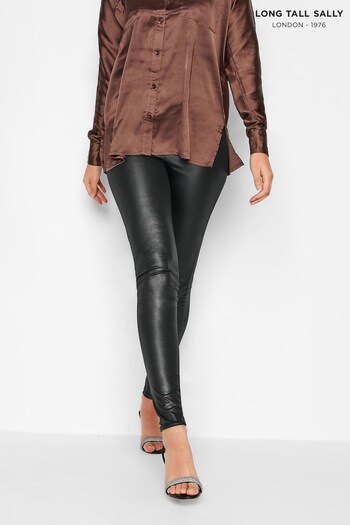 Long Tall Sally Black Faux Leather Look Stretch Leggings (N16504) | £24