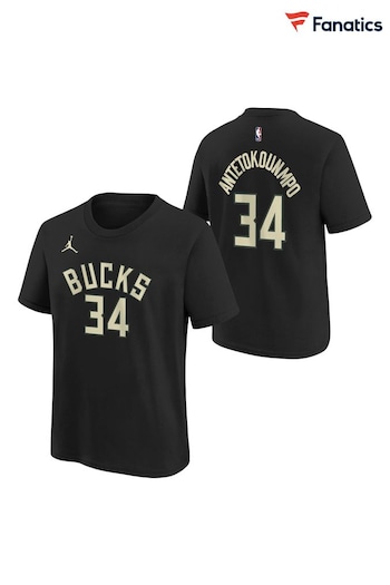 Fanatics Milwaukee Bucks Statement Name & Number Black T-Shirt - Giannis Antetokounmpo Youth (N16537) | £26