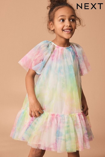Rainbow Tie-Dye Mesh Party Dress (3mths-16yrs) (N16696) | £16 - £23