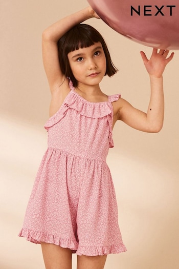 Pink Ditsy Frill Playsuit (3-16yrs) (N16700) | £12 - £17