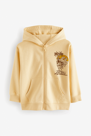 Yellow Zip Through Hoodie With Front And Back Print (3-16yrs) (N16714) | £19 - £23