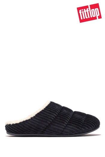 FitFlop Blue Chrissie Fleece Lined Corduroy Slippers (N16735) | £75