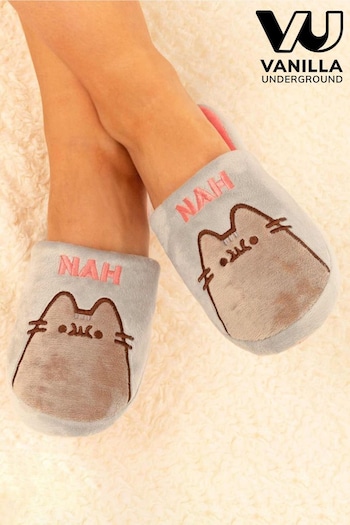 Vanilla Underground Grey Pusheen Cat Womens Mule Slippers (N16746) | £20