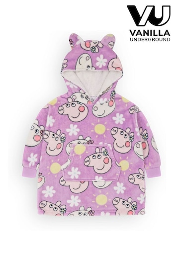 Vanilla Underground Purple Peppa Pig Kids Printed Fleece Blanket Hoodie (N16777) | £36