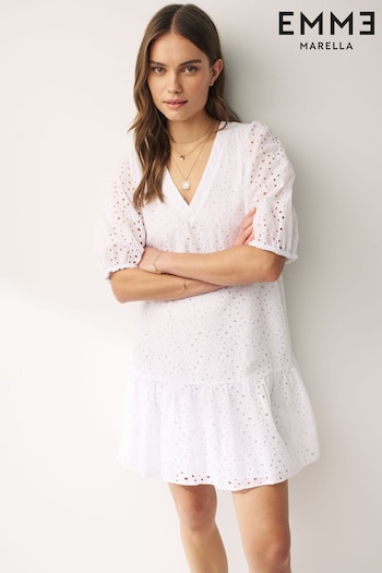 Emma Marella White Broderie Midi Dress (N16799) | £175