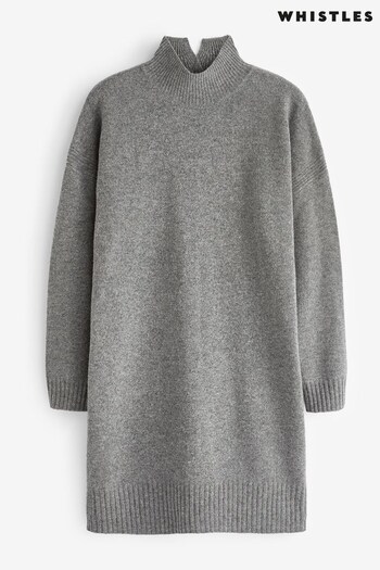Whistles Grey Funnel Neck Knit Dress (N16807) | £129