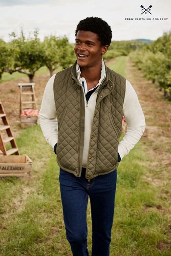 Crew cotton Clothing Company Mid Green Classic Gilet (N16826) | £60