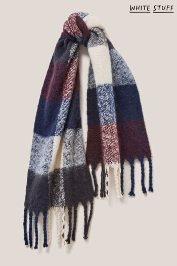 White Stuff Blue Shelly Brushed Check Scarf (N16972) | £39