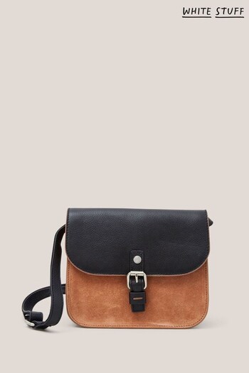 White Stuff Eve Buckle Leather Satchel Black Bag (N16974) | £55