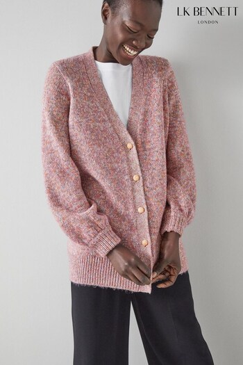 LK Bennett Rosy Pink Cotton-Blend Long Cardigan (N16993) | £229
