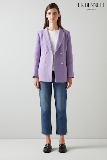 LK Bennett Mariner Lilac Italian Tweed Double Breasted Lilac Purple Jacket (N17003) | £359