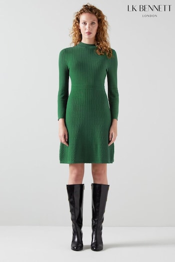 LK Bennett Green Penelope Knitted Dress (N17015) | £279