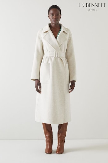 LK Bennett Cream Anderson Double Faced Wool Coat (N17033) | £559