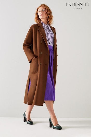 LK Bennett Tilda Double Faced Wool Brown Coat (N17034) | £599