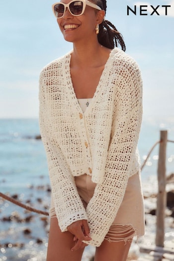 White Stitch Button Through Cardigan (N17066) | £40