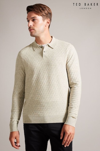 Ted Baker Natural Morar Stitch Knitted Polo Shirt (N17142) | £95