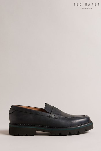 Ted Baker Waldow Waxy Leather Chunky Sole Black Loafers (N17150) | £140