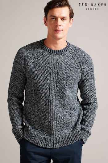 Ted Baker Blue Adylo Long Sleeve Twisted Engineered Crew Neck Jumper (N17168) | £110