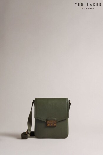 Ted Baker Kalvon Trunk Lock Leather Flight Green Bag (N17182) | £140