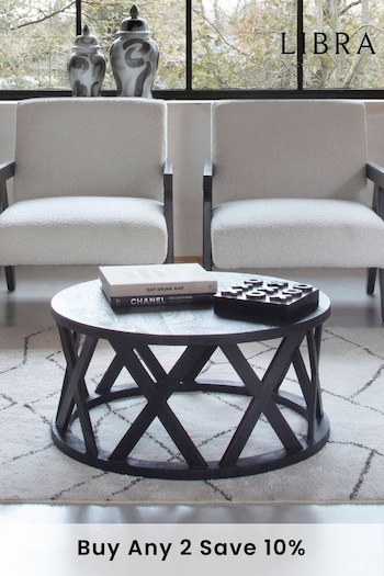 Libra Black Cali Solid Wooden Round Coffee Table (N17218) | £415
