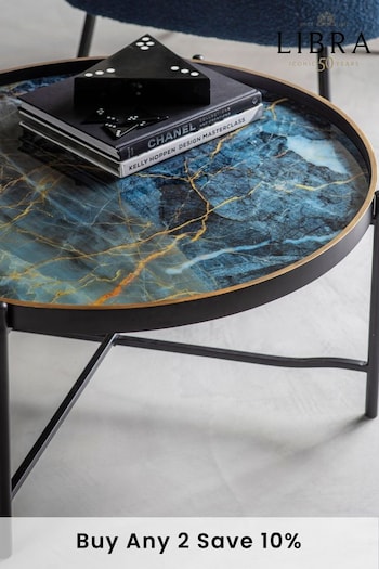 Libra Black Vesuvius Round Coffee Tray Table (N17220) | £275