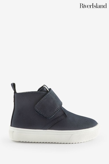 River Island Blue Boys Suede Lace Demi Boots (N17228) | £22