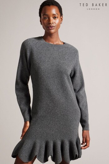 Ted Baker Grey Jesseha Flippy Mini Sweater Dress (N17255) | £175