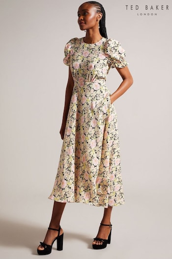 Ted Baker Altheea Puff Sleeve Midi Tea Black Dress (N17259) | £240