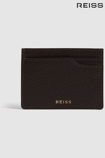 Reiss Chocolate Cabot Leather Card Holder (N17281) | £28