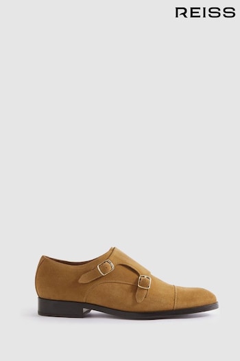 Reiss Stone Amalfi Suede Double Monk Strap Shoes (N17284) | £198
