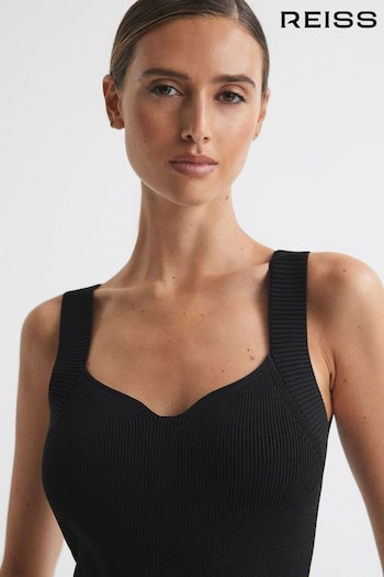 Reiss Black Dani Sweetheart Neck Top (N17350) | £88