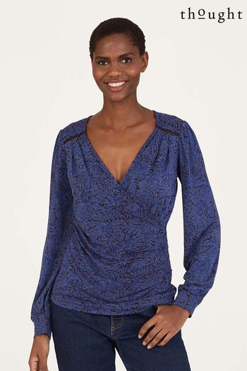 Thought Blue Adoette Lenzing™ EcoVero™ Printed Wrap Top (N17394) | £50