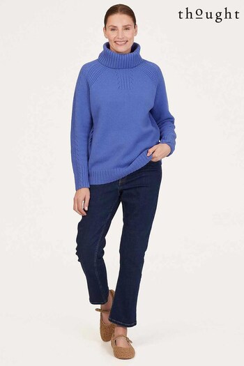 Thought Blue Hailie Lambswool Funnel Neck Jumper (N17396) | £110