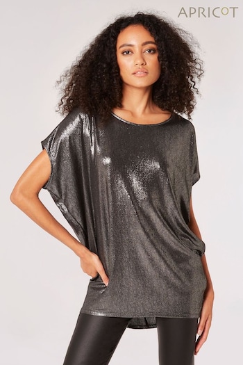 Apricot Silver Solid Sparkle Cocoon Top (N17545) | £30