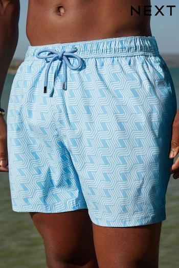 Blue Premium Printed Swim Shorts (N17601) | £25