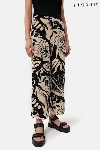 Jigsaw Strokes Floral Palazzo Black Trousers (N17611) | £120