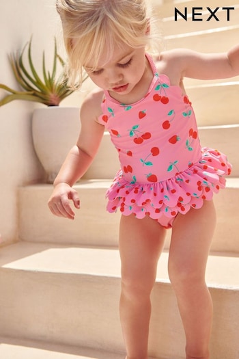 Red/Pink Cherry Skirted Swimsuit (3mths-7yrs) (N17896) | £13 - £15