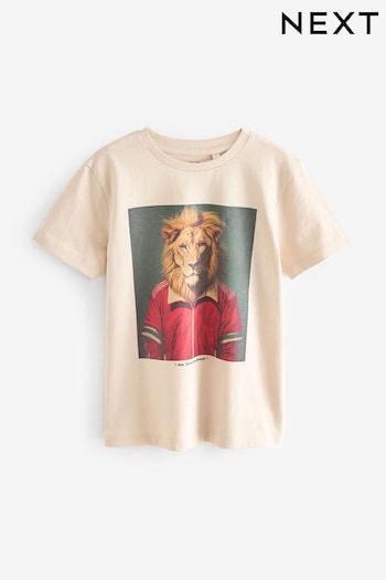 Stone Football Lion Short Sleeve Graphic T-Shirt (3-16yrs) (N17911) | £6 - £9
