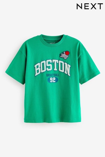 Green Varsity Short Sleeve Graphic T-Shirt (3-16yrs) (N17934) | £7 - £10