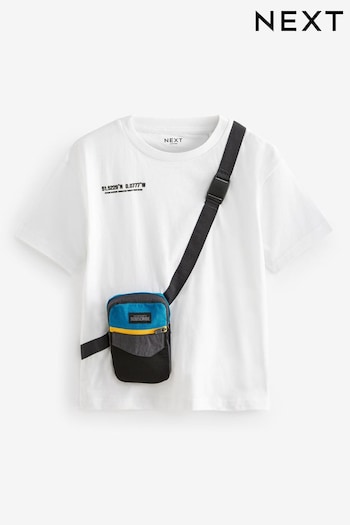 White Phone Bag Pocket Short Sleeve T-Shirt (3-16yrs) (N17940) | £10 - £13