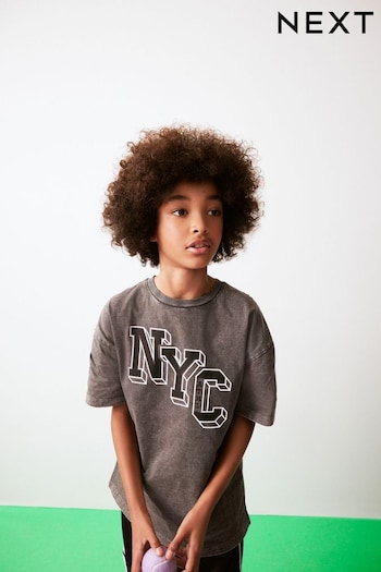 Grey Relaxed Fit Short Sleeve Graphic T-Shirt (3-16yrs) (N17949) | £9 - £12