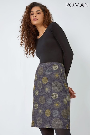 Roman Grey Spot Print Pocket Detail Stretch Skirt (N18080) | £28