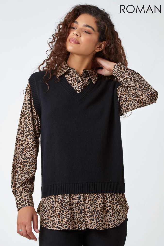 Womens black best sale sleeveless jumper