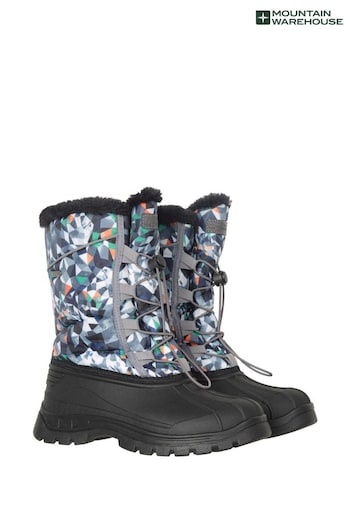 Mountain Warehouse Grey Kids Whistler Printed Fleece Lined Snow Boots (N18186) | £37