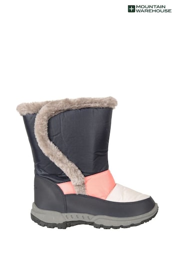 Mountain Warehouse Blue Caribou Kids Faux Fur Trim Sherpa Lined Snow Boots (N18190) | £24
