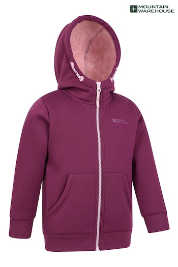 Mountain Warehouse Pink Kids Alpine II Sherpa Lined Full Zip Hoodie (N18216) | £26