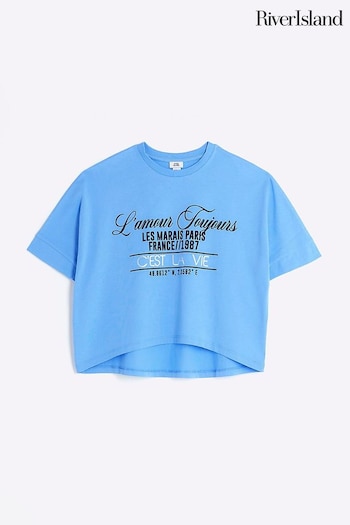River Island Blue Girls Cest La Vie T-Shirt (N18272) | £12