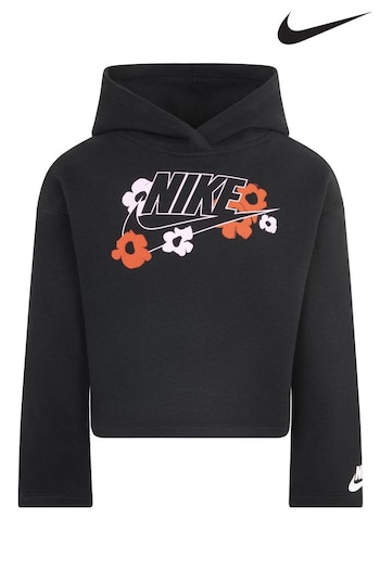 Nike Black Little Kids Floral Hoodie (N18379) | £35