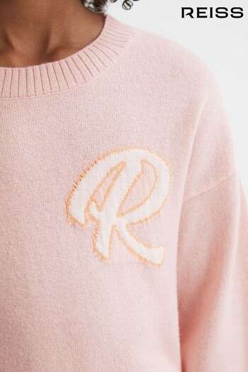 Reiss Pink Afi Teen Wool Blend Motif Jumper (N18492) | £48